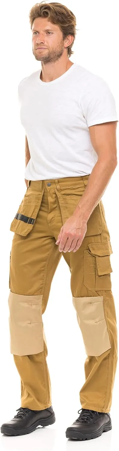 Men's Heavy Duty Construction Pants with Cordura Knees & Tool Pockets - Durable Work Trousers