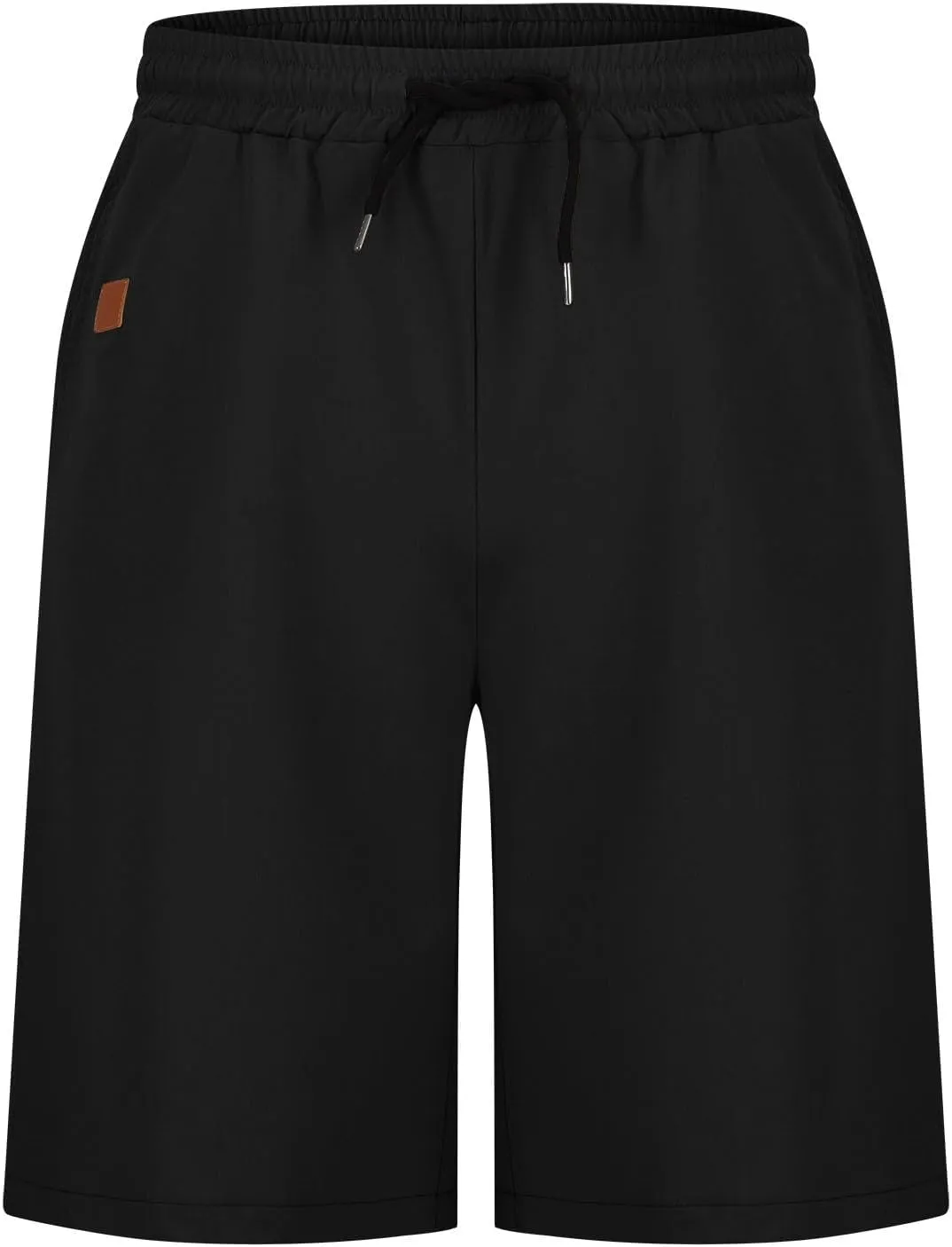 Men's Hiking Cargo Shorts Elastic Waist Drawstring Knee Length Pant Lightweight Casual Athletic Shorts with Pockets