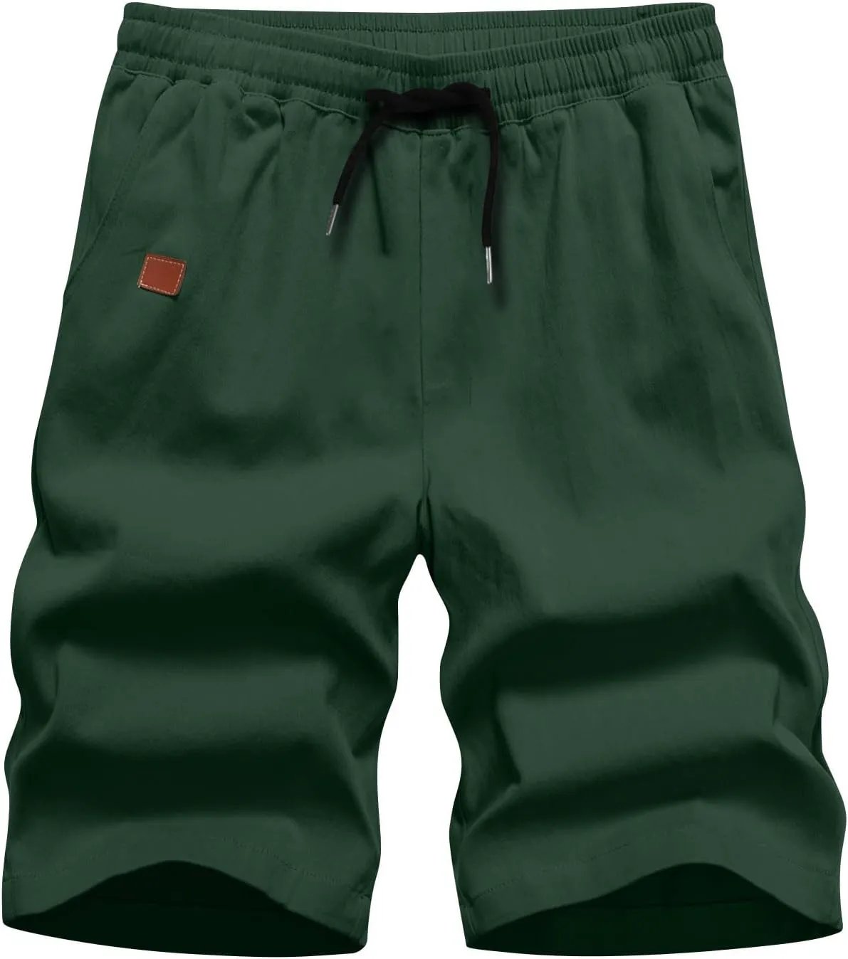 Men's Hiking Cargo Shorts Elastic Waist Drawstring Knee Length Pant Lightweight Casual Athletic Shorts with Pockets
