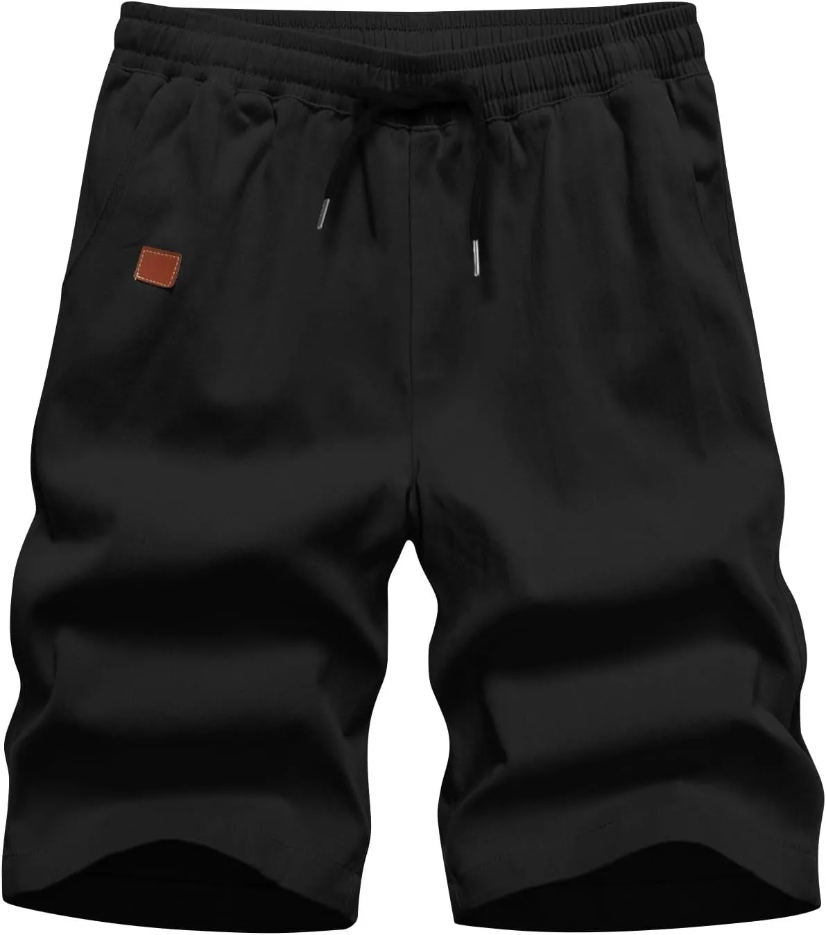 Men's Hiking Cargo Shorts Elastic Waist Drawstring Knee Length Pant Lightweight Casual Athletic Shorts with Pockets