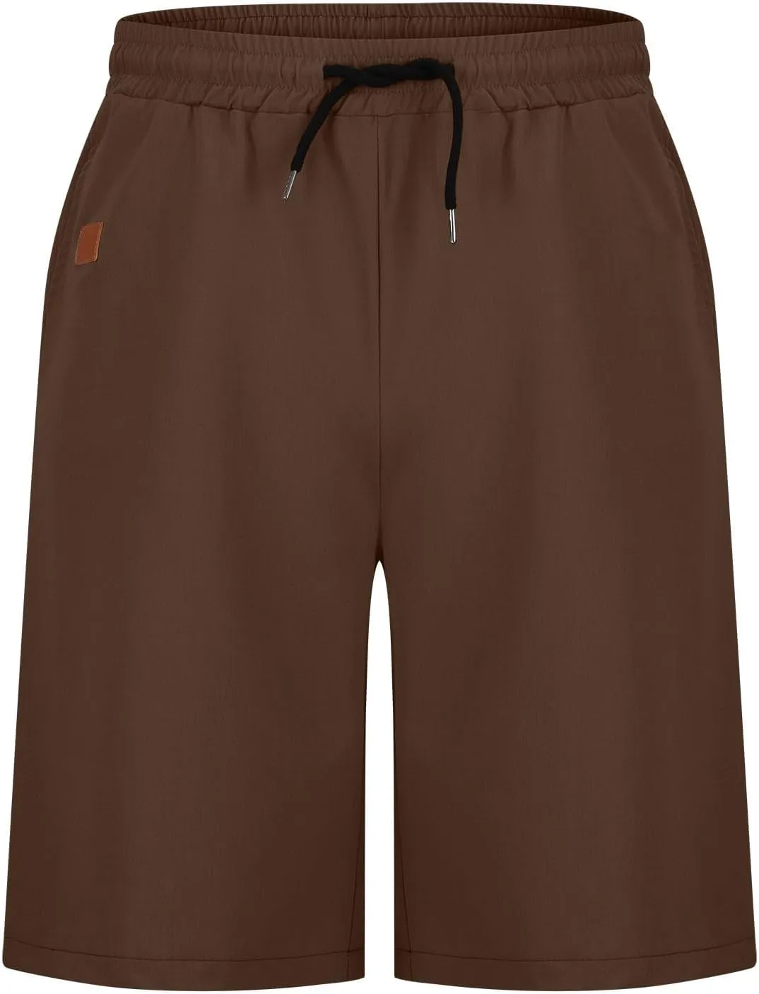 Men's Hiking Cargo Shorts Elastic Waist Drawstring Knee Length Pant Lightweight Casual Athletic Shorts with Pockets