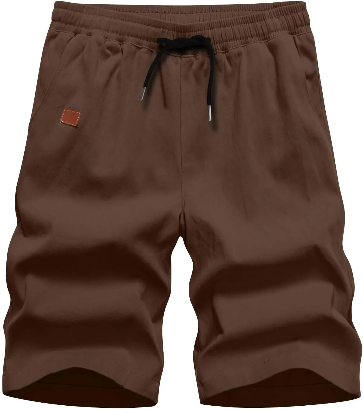 Men's Hiking Cargo Shorts Elastic Waist Drawstring Knee Length Pant Lightweight Casual Athletic Shorts with Pockets