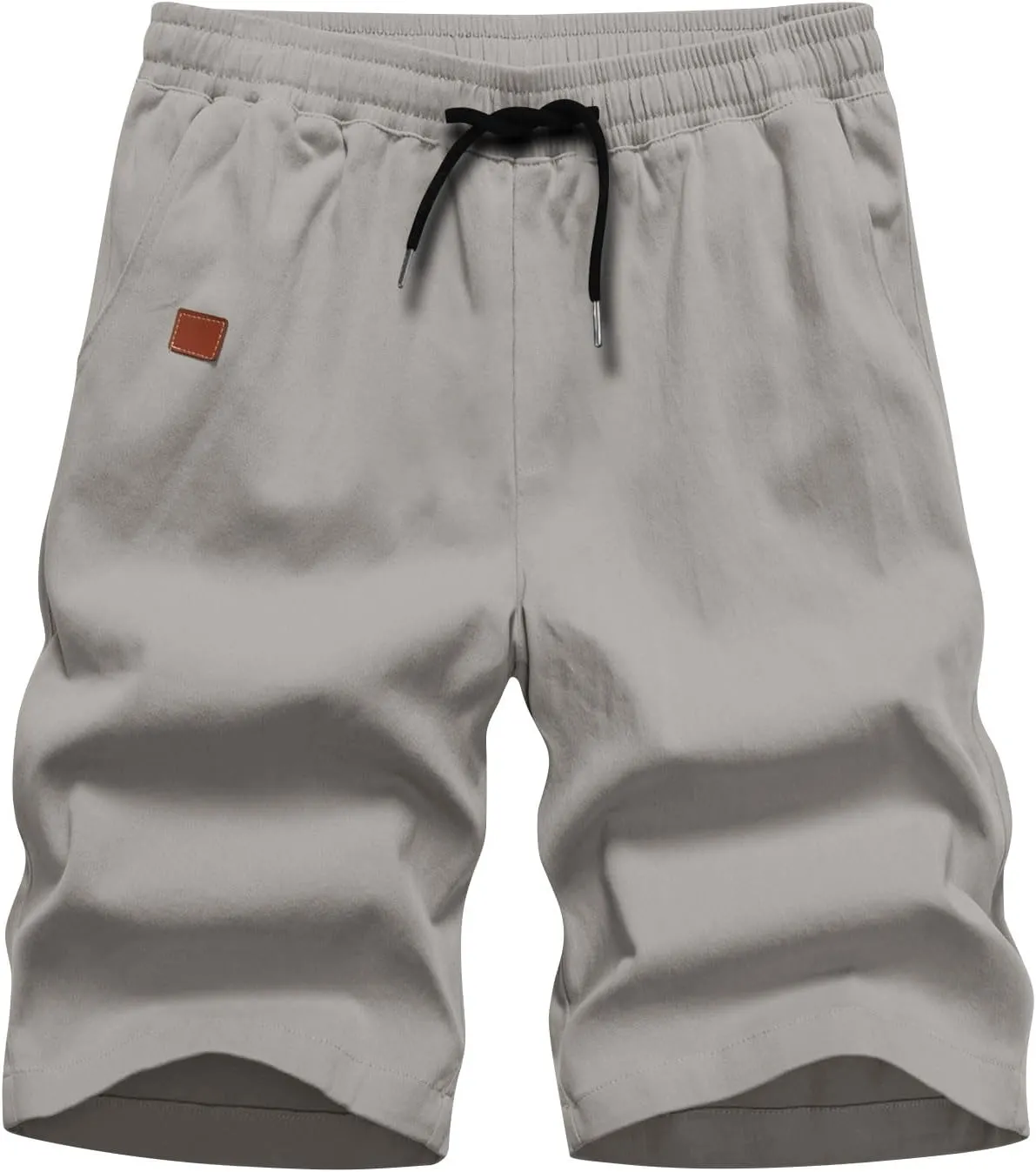 Men's Hiking Cargo Shorts Elastic Waist Drawstring Knee Length Pant Lightweight Casual Athletic Shorts with Pockets