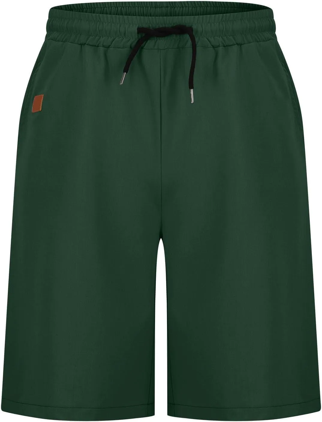 Men's Hiking Cargo Shorts Elastic Waist Drawstring Knee Length Pant Lightweight Casual Athletic Shorts with Pockets