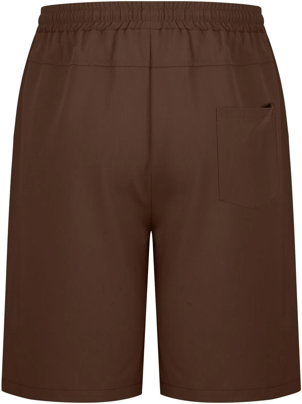 Men's Hiking Cargo Shorts Elastic Waist Drawstring Knee Length Pant Lightweight Casual Athletic Shorts with Pockets