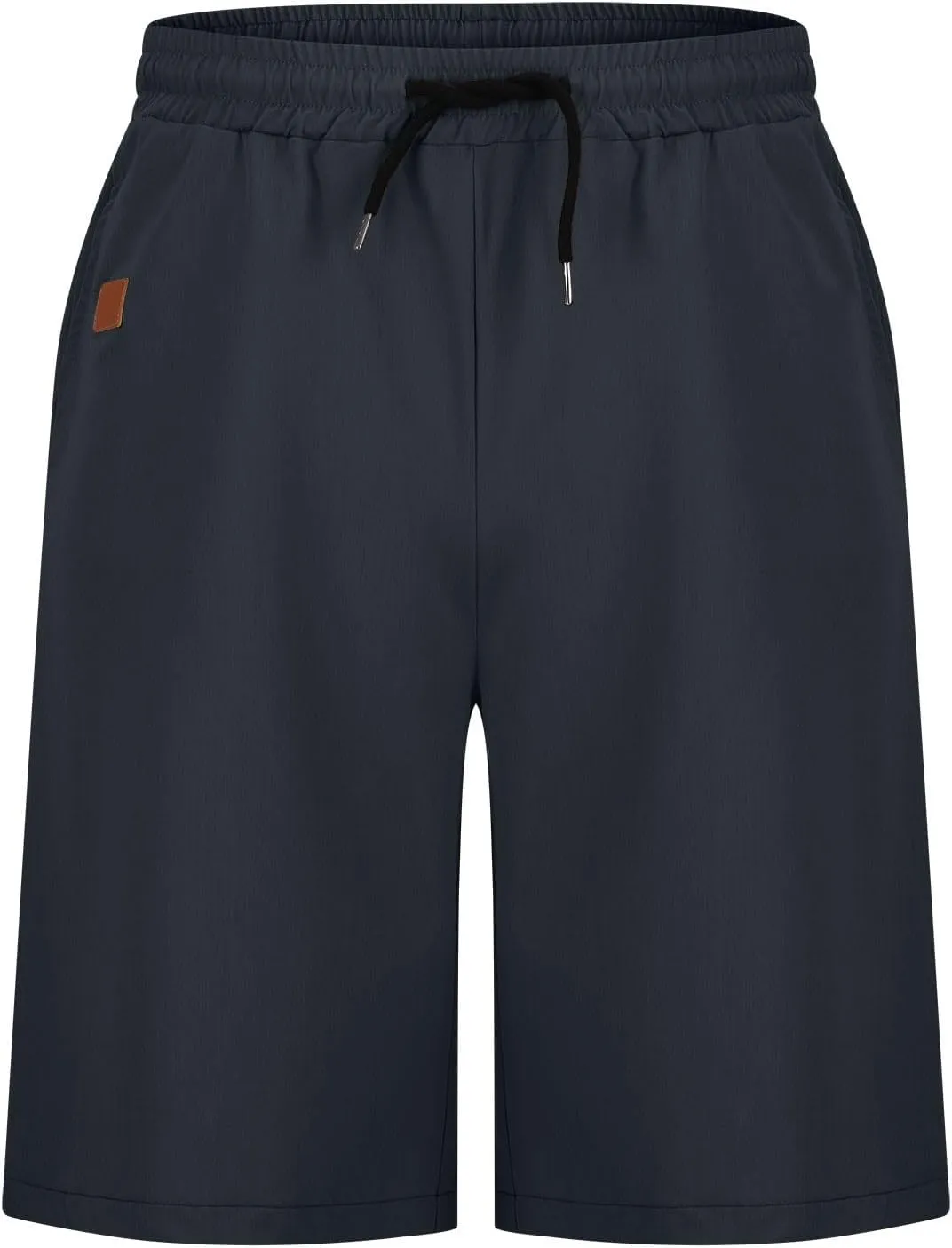 Men's Hiking Cargo Shorts Elastic Waist Drawstring Knee Length Pant Lightweight Casual Athletic Shorts with Pockets