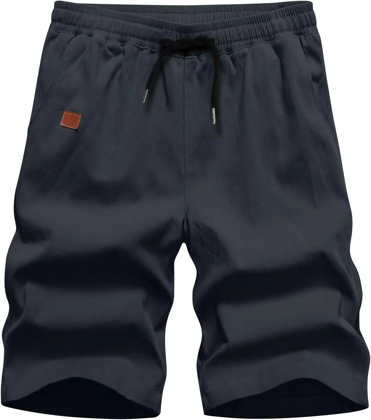 Men's Hiking Cargo Shorts Elastic Waist Drawstring Knee Length Pant Lightweight Casual Athletic Shorts with Pockets