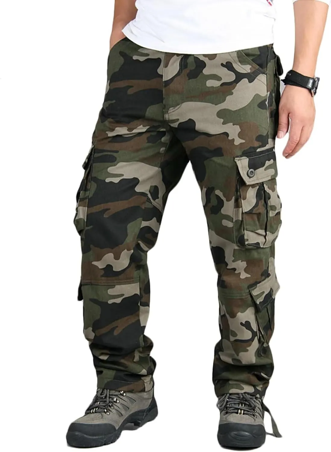 Men's Outdoor Tactical Pants Cargo Pants Multi Pockets Work Trousers Hiking Walking Pants