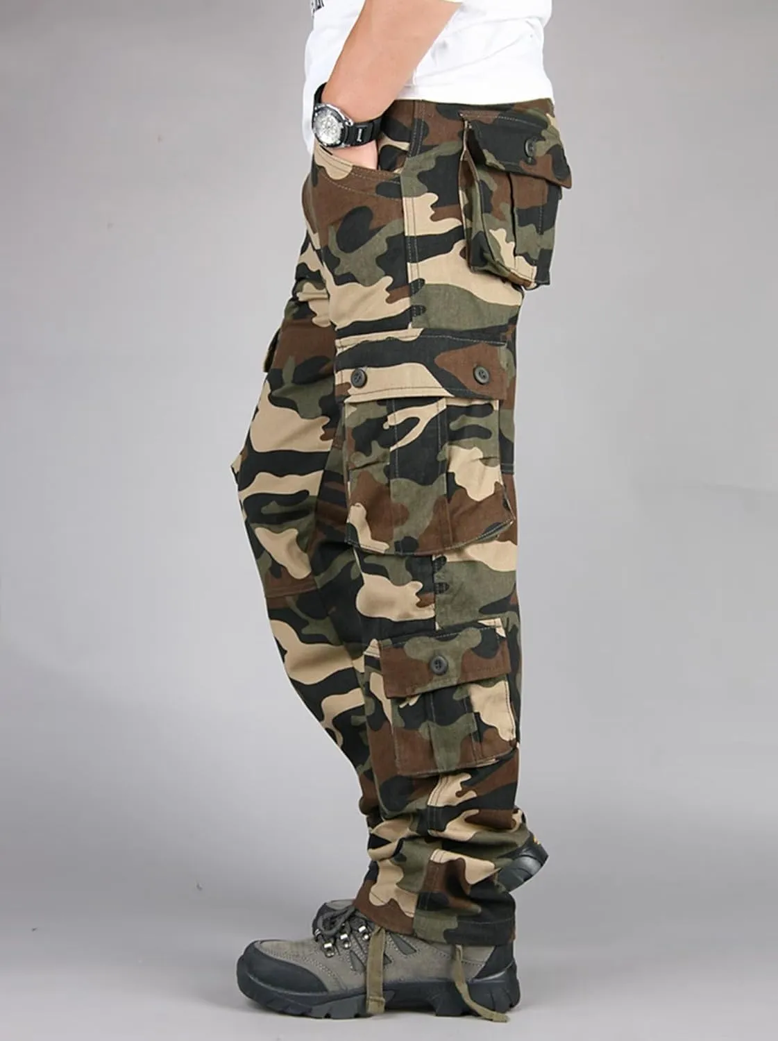 Men's Outdoor Tactical Pants Cargo Pants Multi Pockets Work Trousers Hiking Walking Pants