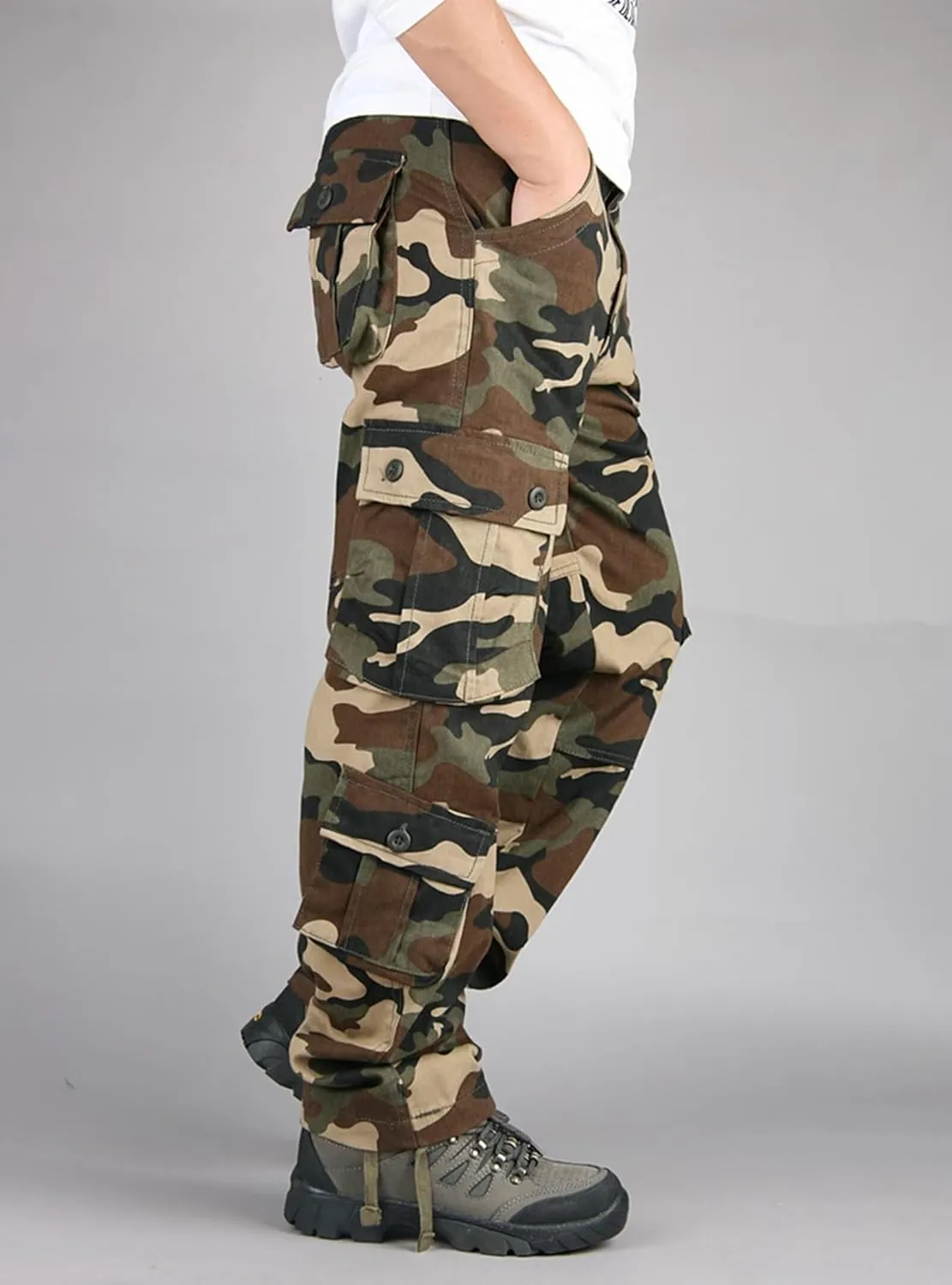 Men's Outdoor Tactical Pants Cargo Pants Multi Pockets Work Trousers Hiking Walking Pants