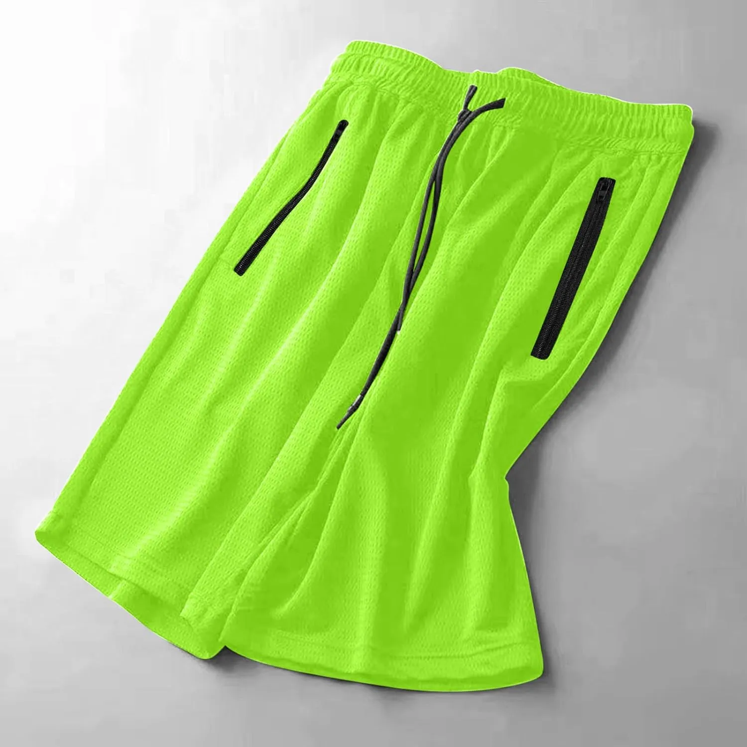Men's Thin Ice Silk Quick Dry Shorts Casual Drawstring Elastic Waist Stretch Yoga Running Short Pants with Pockets