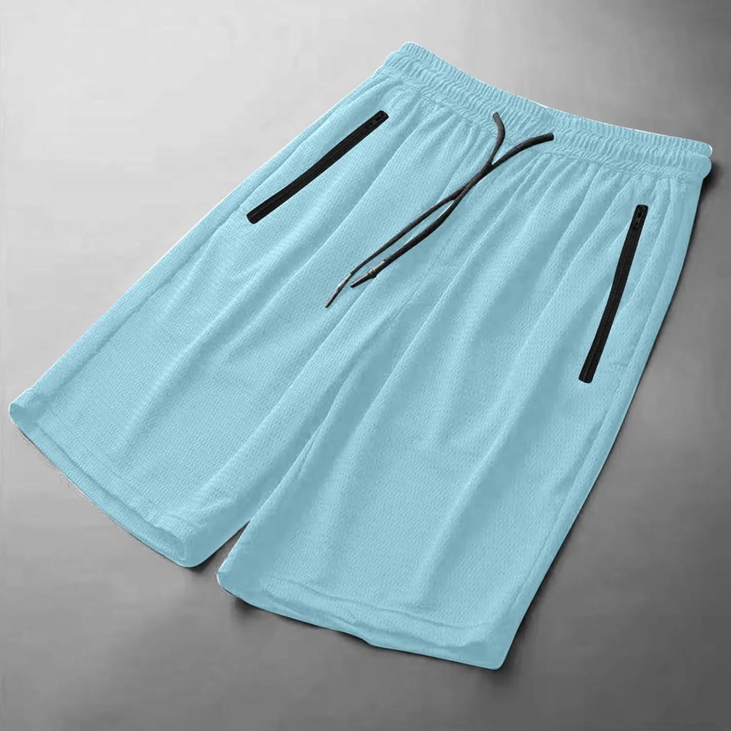 Men's Thin Ice Silk Quick Dry Shorts Casual Drawstring Elastic Waist Stretch Yoga Running Short Pants with Pockets