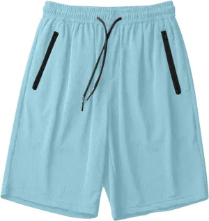 Men's Thin Ice Silk Quick Dry Shorts Casual Drawstring Elastic Waist Stretch Yoga Running Short Pants with Pockets