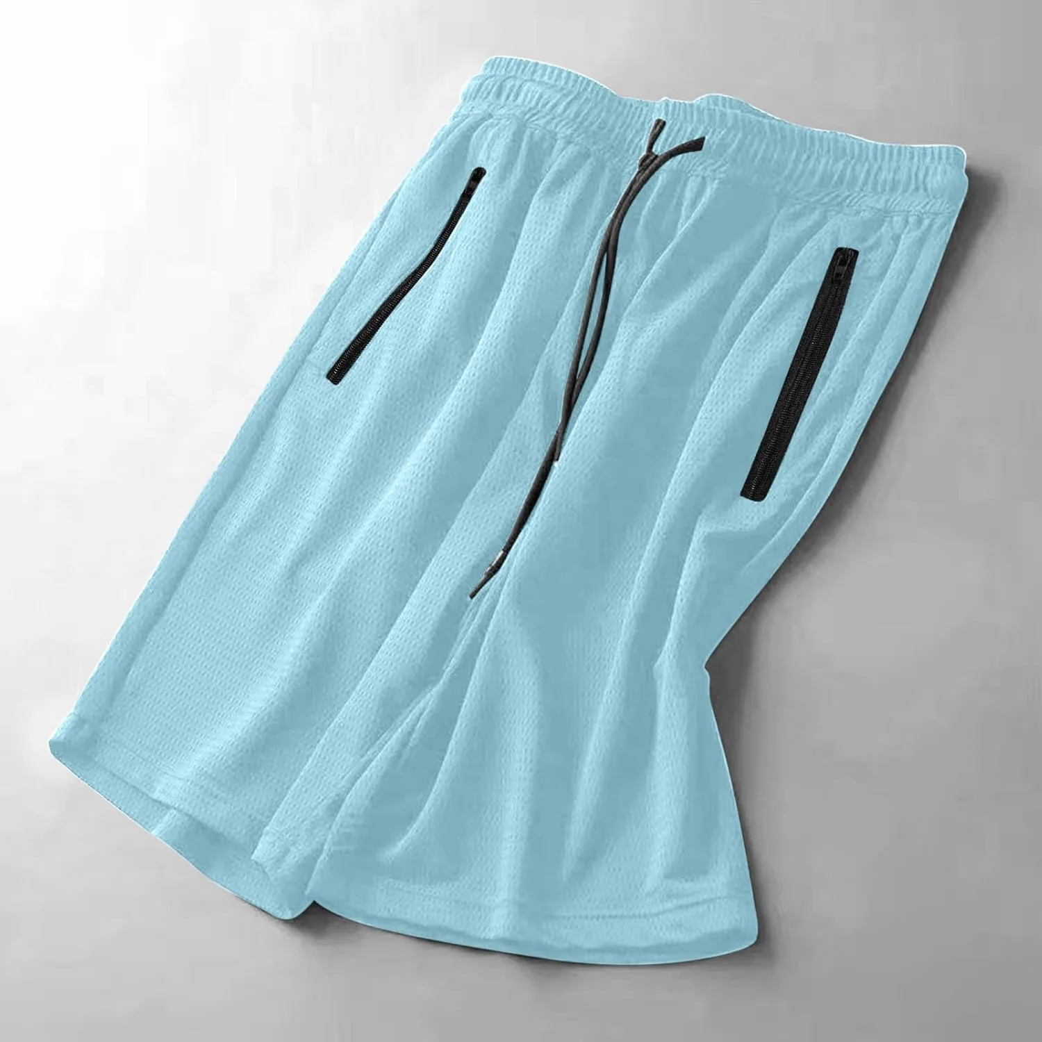 Men's Thin Ice Silk Quick Dry Shorts Casual Drawstring Elastic Waist Stretch Yoga Running Short Pants with Pockets