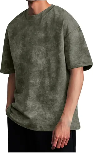 Men's Vintage T-Shirts Crew Neck Casual Summer Beach Vacation Top Loose Short Sleeve Tie Dye Lightweight Tees Shirt