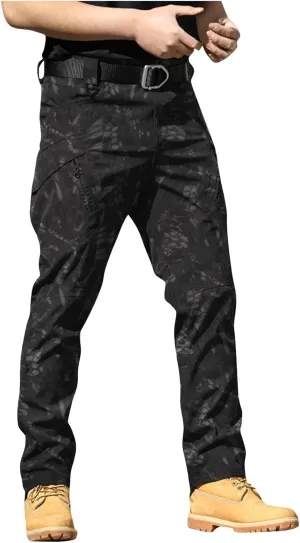 Men's Waterproof Work Trousers UK Custom Name Text 100% Polyester High Stretch Cargo Pants Multi-Pocket Durable Work Trousers for Hiking Cycling Camping Combat Military Use