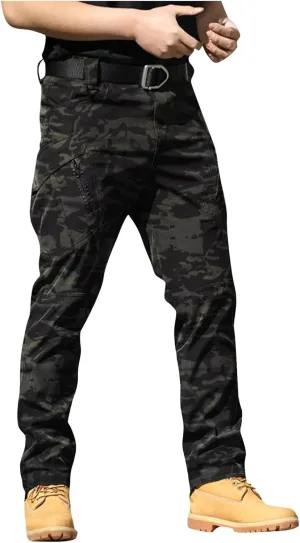 Men's Waterproof Work Trousers UK Custom Name Text 100% Polyester High Stretch Cargo Pants Multi-Pocket Durable Work Trousers for Hiking Cycling Camping Combat Military Use