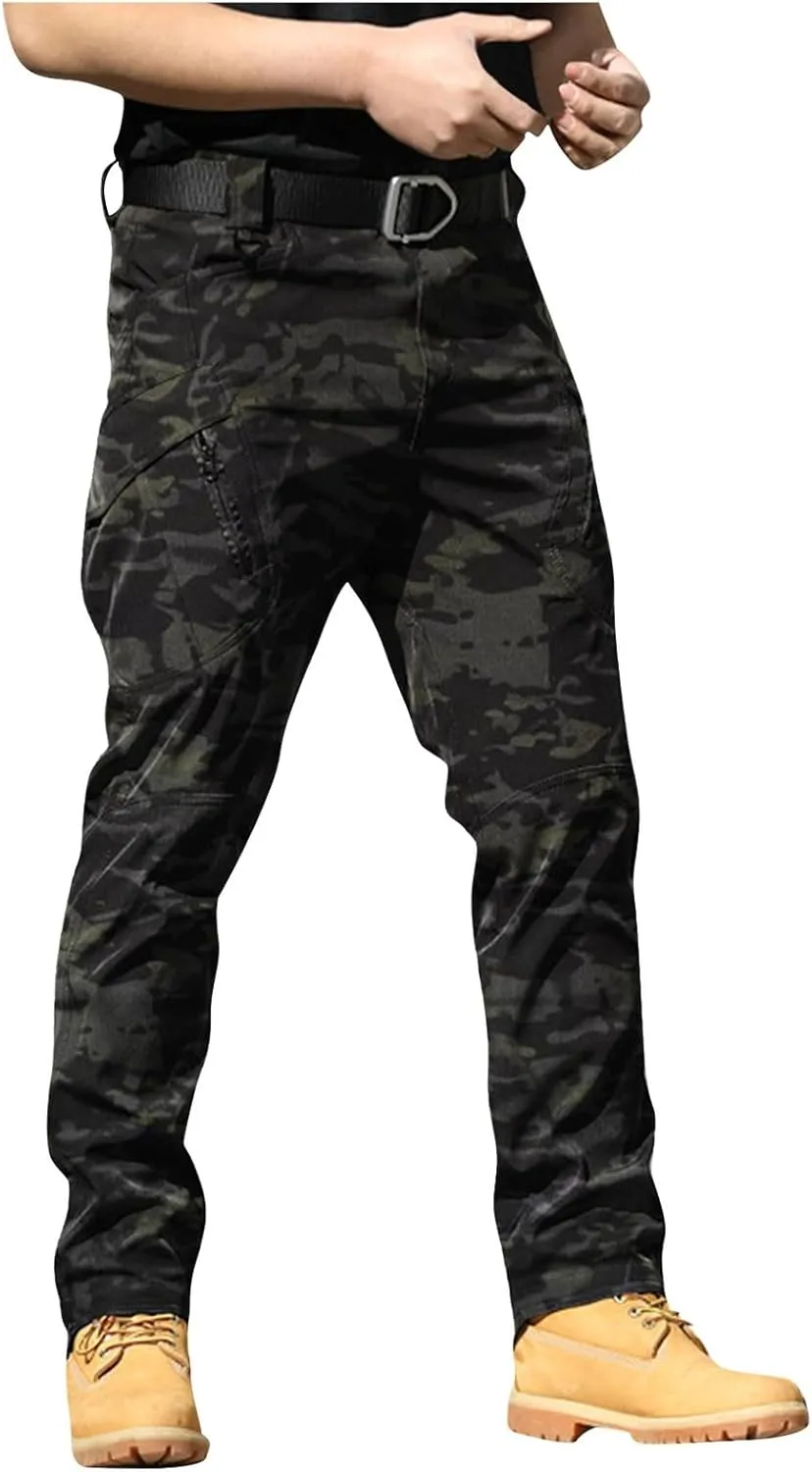 Men's Waterproof Work Trousers UK Custom Name Text 100% Polyester High Stretch Cargo Pants Multi-Pocket Durable Work Trousers for Hiking Cycling Camping Combat Military Use
