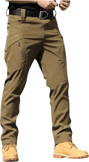 Men's Waterproof Work Trousers UK Custom Name Text 100% Polyester High Stretch Cargo Pants Multi-Pocket Durable Work Trousers for Hiking Cycling Camping Combat Military Use