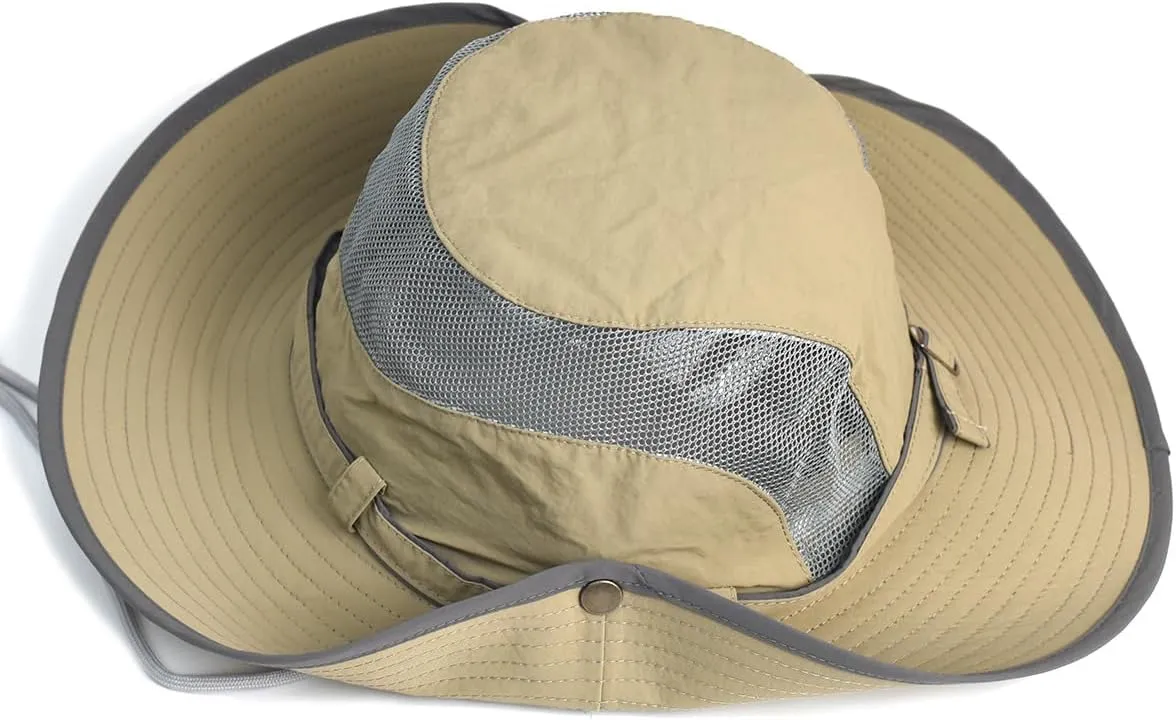Mens Womens Mesh Wide Brim Bucket Hat Summer Sun Protection Fishing Hat Safari Cap
