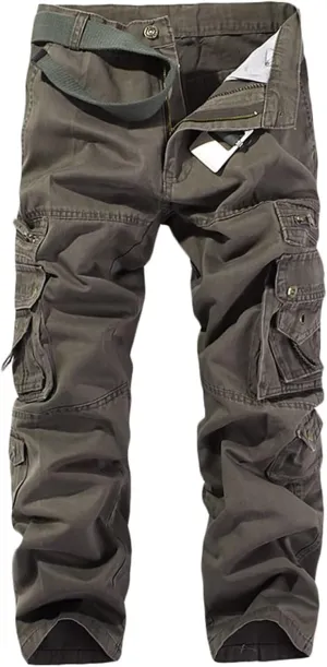 Mens Work Trousers Cargo Pants Multi Pockets Outdoor Camping Hiking Trousers