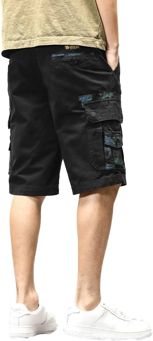 ND Men's Tactical Cargo Shorts Cotton Relaxed Fit Cargo Shorts with Pockets Camouflage Work Shorts for Men