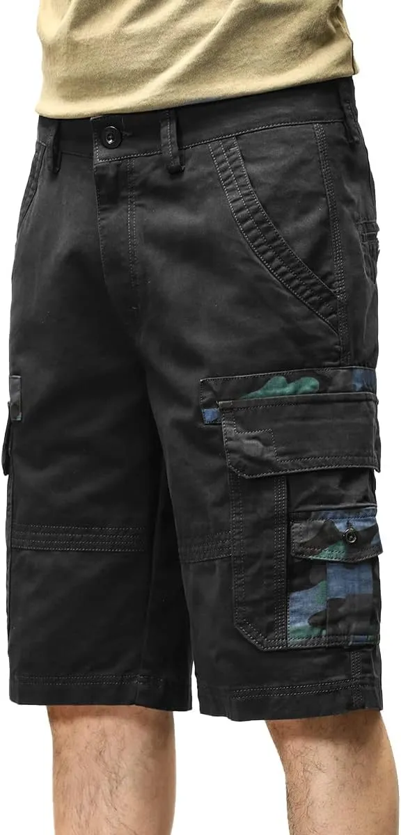 ND Men's Tactical Cargo Shorts Cotton Relaxed Fit Cargo Shorts with Pockets Camouflage Work Shorts for Men