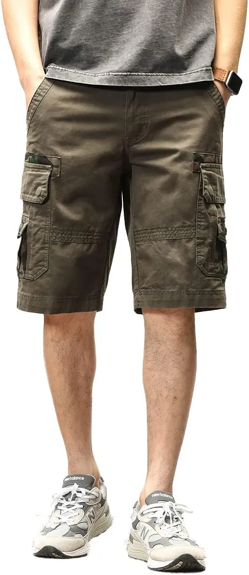 ND Men's Tactical Cargo Shorts Cotton Relaxed Fit Cargo Shorts with Pockets Camouflage Work Shorts for Men