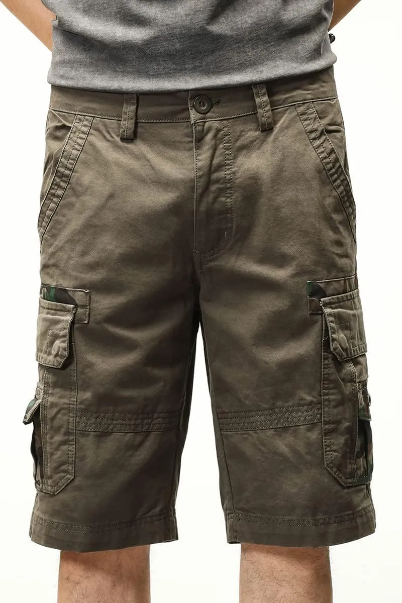 ND Men's Tactical Cargo Shorts Cotton Relaxed Fit Cargo Shorts with Pockets Camouflage Work Shorts for Men
