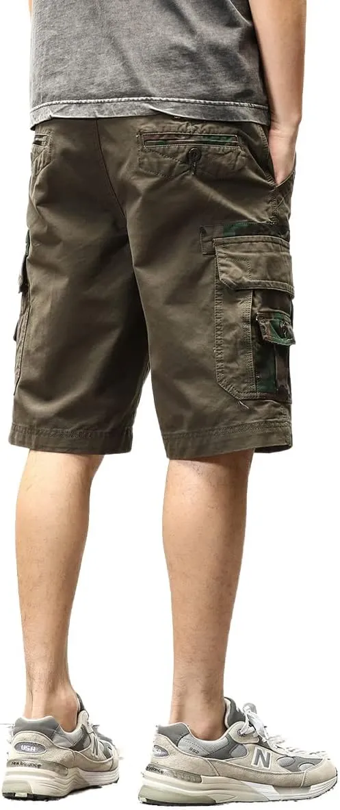ND Men's Tactical Cargo Shorts Cotton Relaxed Fit Cargo Shorts with Pockets Camouflage Work Shorts for Men