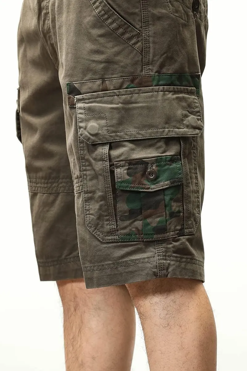 ND Men's Tactical Cargo Shorts Cotton Relaxed Fit Cargo Shorts with Pockets Camouflage Work Shorts for Men