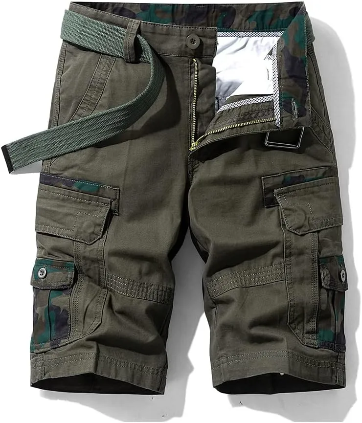 ND Men's Tactical Cargo Shorts Cotton Relaxed Fit Cargo Shorts with Pockets Camouflage Work Shorts for Men