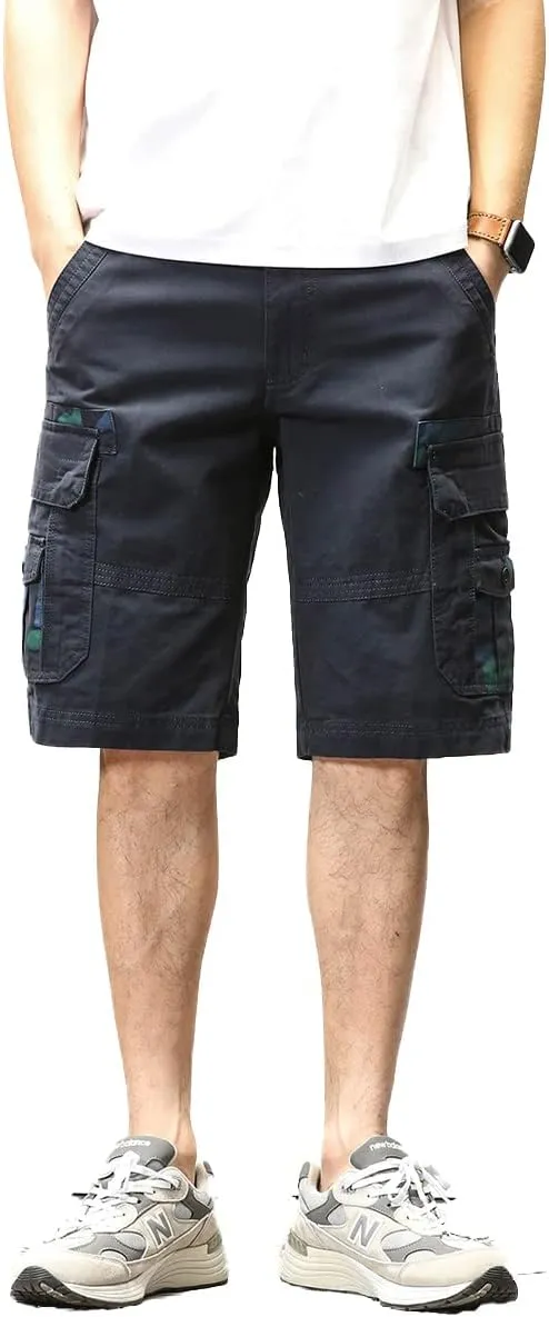 ND Men's Tactical Cargo Shorts Cotton Relaxed Fit Cargo Shorts with Pockets Camouflage Work Shorts for Men