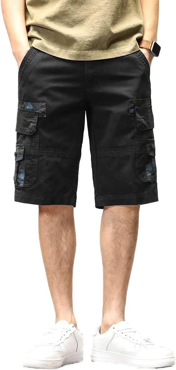 ND Men's Tactical Cargo Shorts Cotton Relaxed Fit Cargo Shorts with Pockets Camouflage Work Shorts for Men