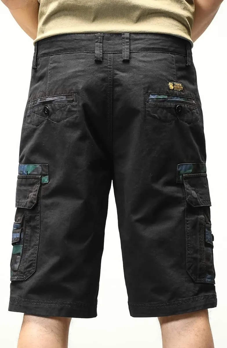 ND Men's Tactical Cargo Shorts Cotton Relaxed Fit Cargo Shorts with Pockets Camouflage Work Shorts for Men