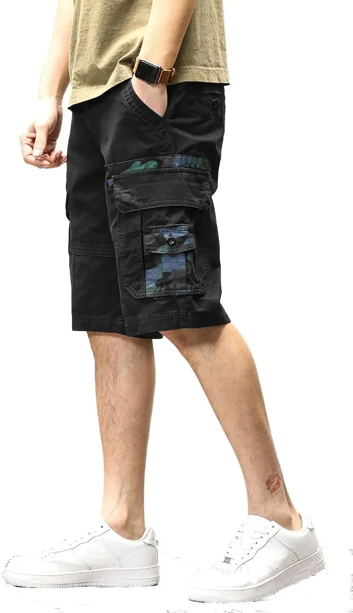 ND Men's Tactical Cargo Shorts Cotton Relaxed Fit Cargo Shorts with Pockets Camouflage Work Shorts for Men