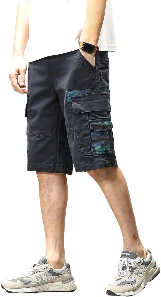 ND Men's Tactical Cargo Shorts Cotton Relaxed Fit Cargo Shorts with Pockets Camouflage Work Shorts for Men