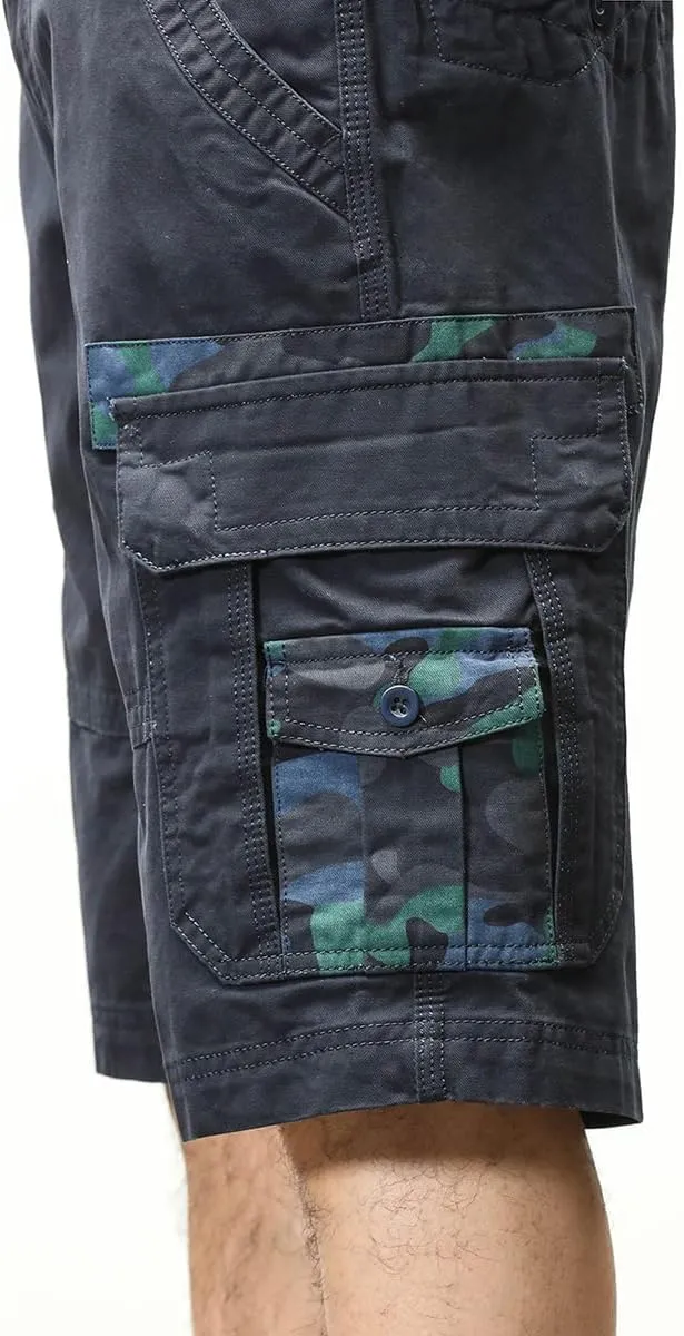 ND Men's Tactical Cargo Shorts Cotton Relaxed Fit Cargo Shorts with Pockets Camouflage Work Shorts for Men