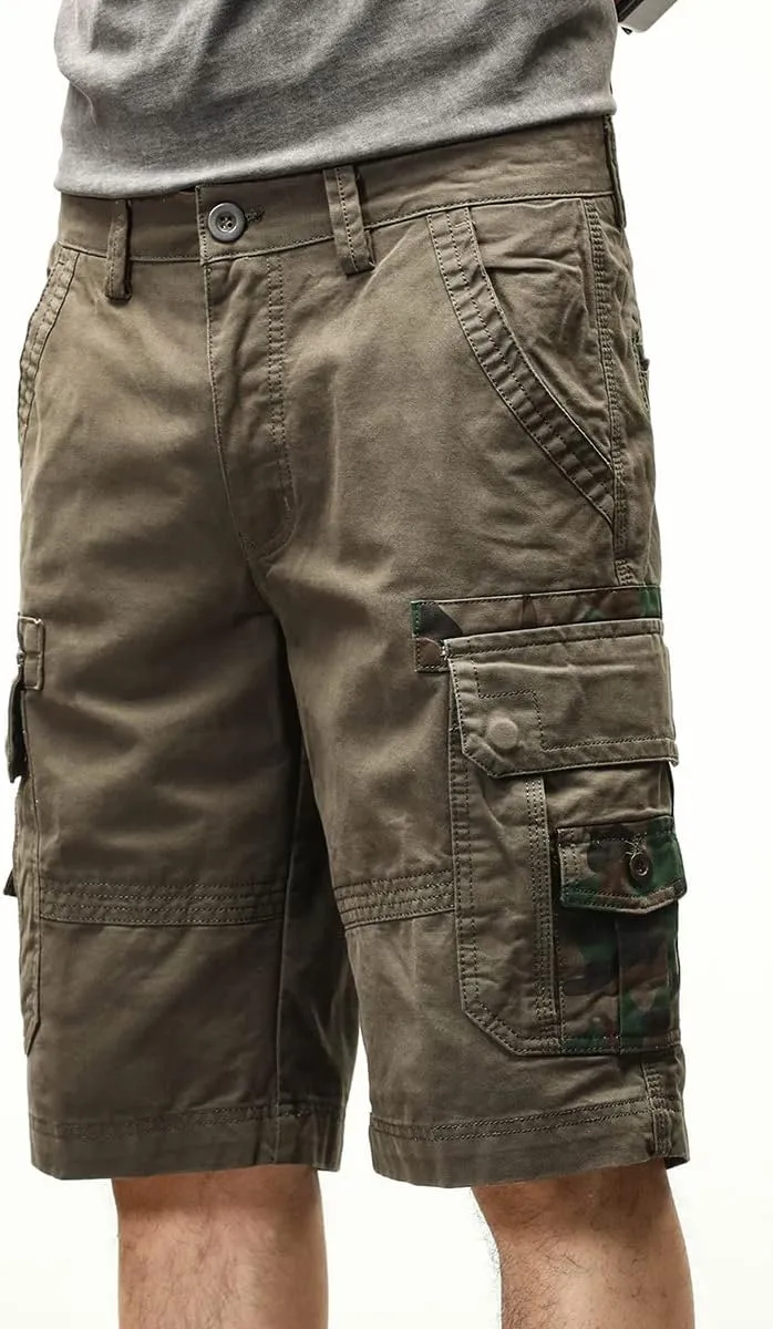 ND Men's Tactical Cargo Shorts Cotton Relaxed Fit Cargo Shorts with Pockets Camouflage Work Shorts for Men
