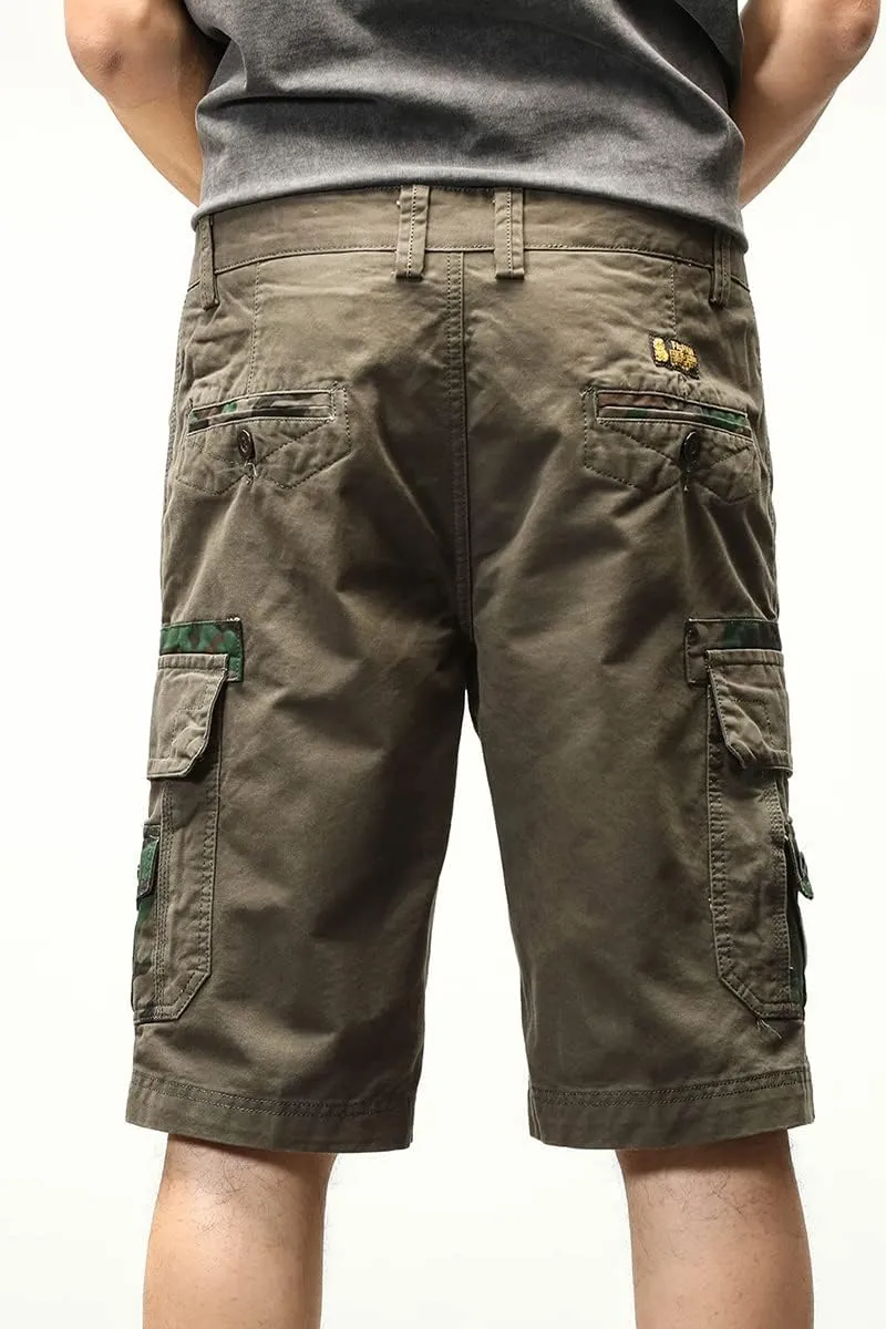 ND Men's Tactical Cargo Shorts Cotton Relaxed Fit Cargo Shorts with Pockets Camouflage Work Shorts for Men