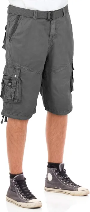 North 15 Men's Cargo Shorts, Belted Cotton Cargo Shorts for Men, Military Style Men Cargo Shorts with Pockets