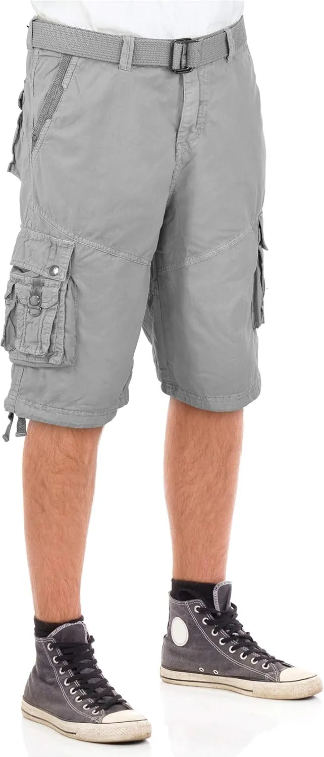 North 15 Men's Cargo Shorts, Belted Cotton Cargo Shorts for Men, Military Style Men Cargo Shorts with Pockets