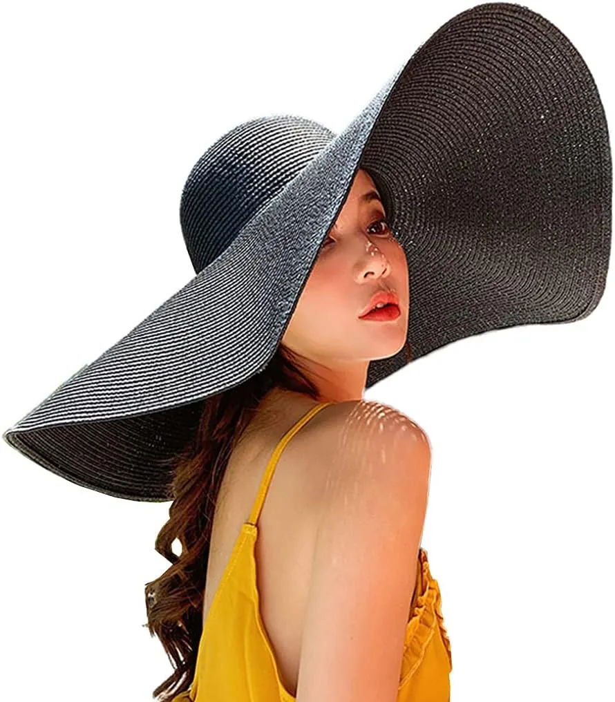 Oversized Beach Sun Hat for Women Foldable Large Wide Brim Hats Packable Roll up Floppy Cap Summer UV Protection Hat