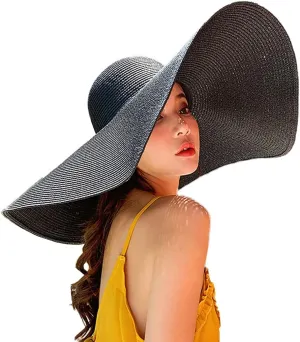 Oversized Beach Sun Hat for Women Foldable Large Wide Brim Hats Packable Roll up Floppy Cap Summer UV Protection Hat