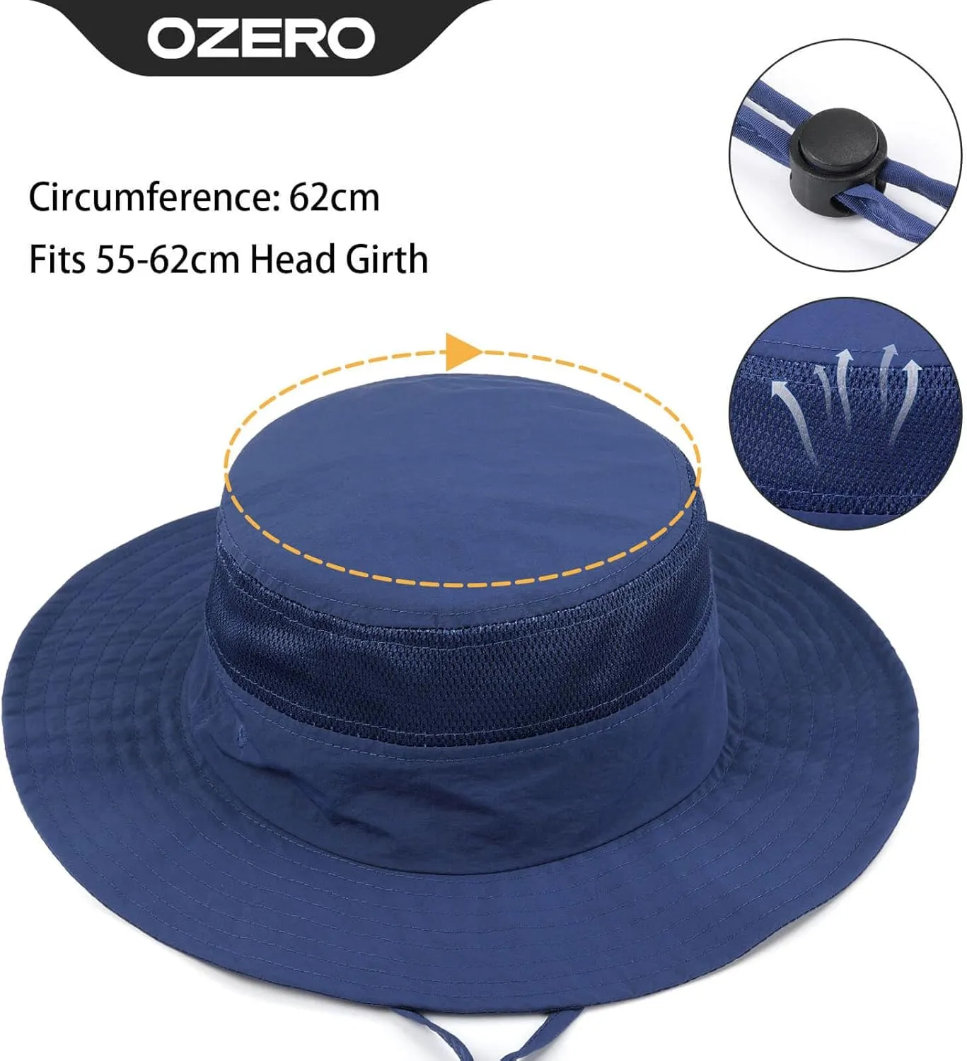 OZERO Boonie Sun Protection Hat: Breathable Wide Brim Hats for Men Women - Lightweight Bucket Hat for Fishing Hiking Safari