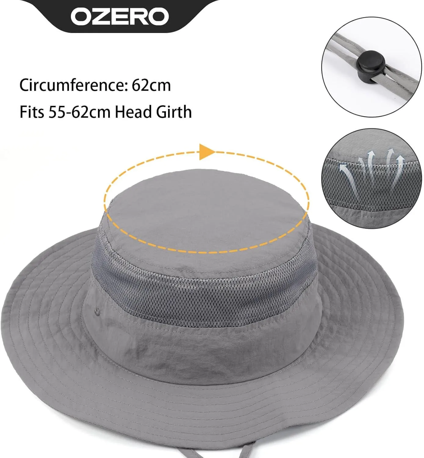 OZERO Boonie Sun Protection Hat: Breathable Wide Brim Hats for Men Women - Lightweight Bucket Hat for Fishing Hiking Safari