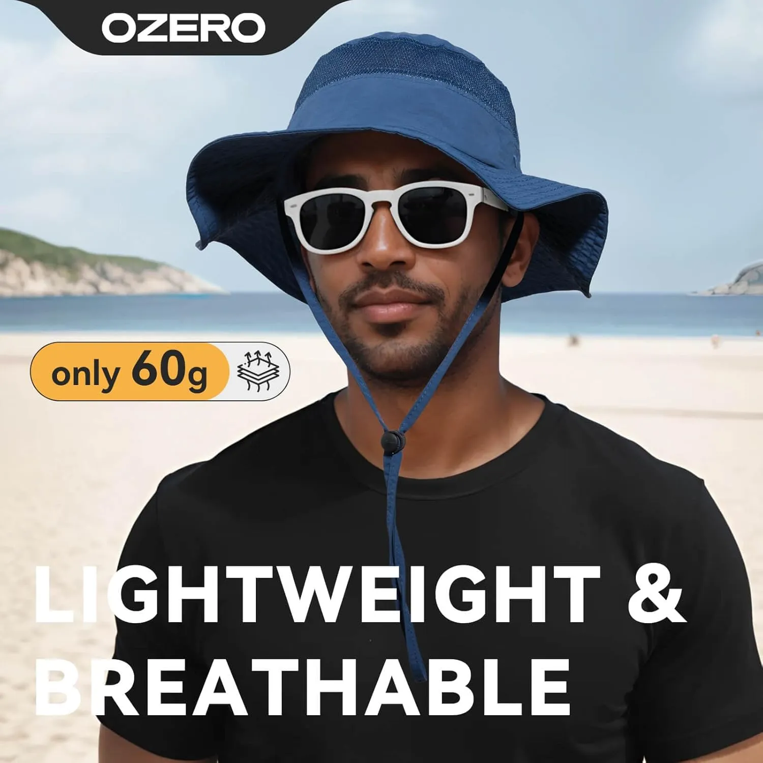 OZERO Boonie Sun Protection Hat: Breathable Wide Brim Hats for Men Women - Lightweight Bucket Hat for Fishing Hiking Safari