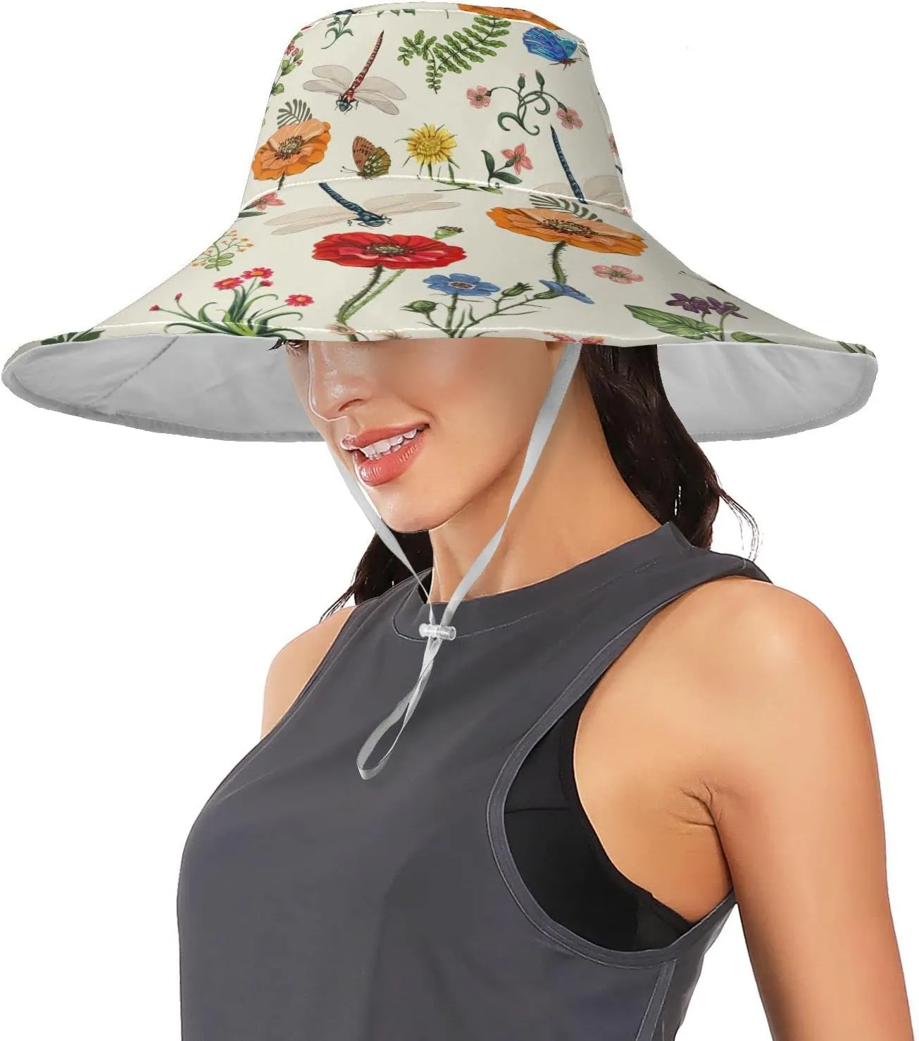 Pfrewn Women's Summer Wide Brim Sun Hats Waterproof Foldable Sun UV Protection Hat Gardening Hat for Garden