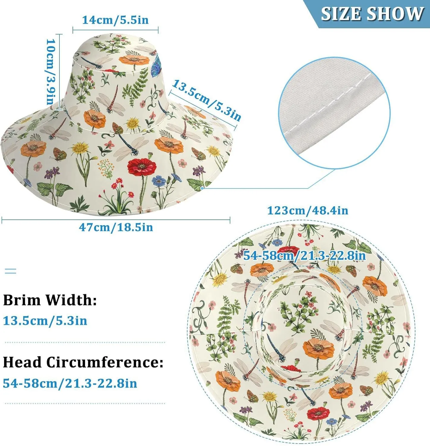 Pfrewn Women's Summer Wide Brim Sun Hats Waterproof Foldable Sun UV Protection Hat Gardening Hat for Garden