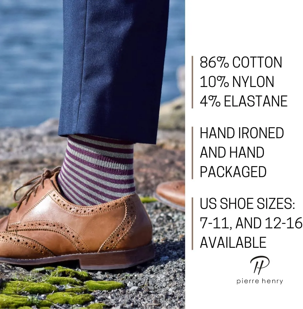 Pierre Henry Over the Calf Socks for Men (3 pairs) | Cotton Over the Calf Dress Socks | Long Socks Designed to Stay up 12  hr